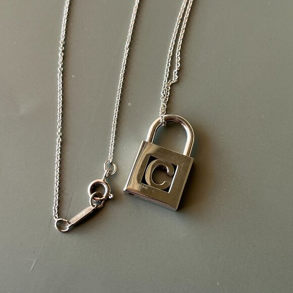 Vintage Tiffany & Co C Padlock Charm w/ Chain - Picture 7 of 13